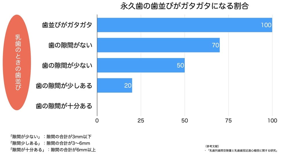 乳歯の歯並びと永久歯の歯並びの関係