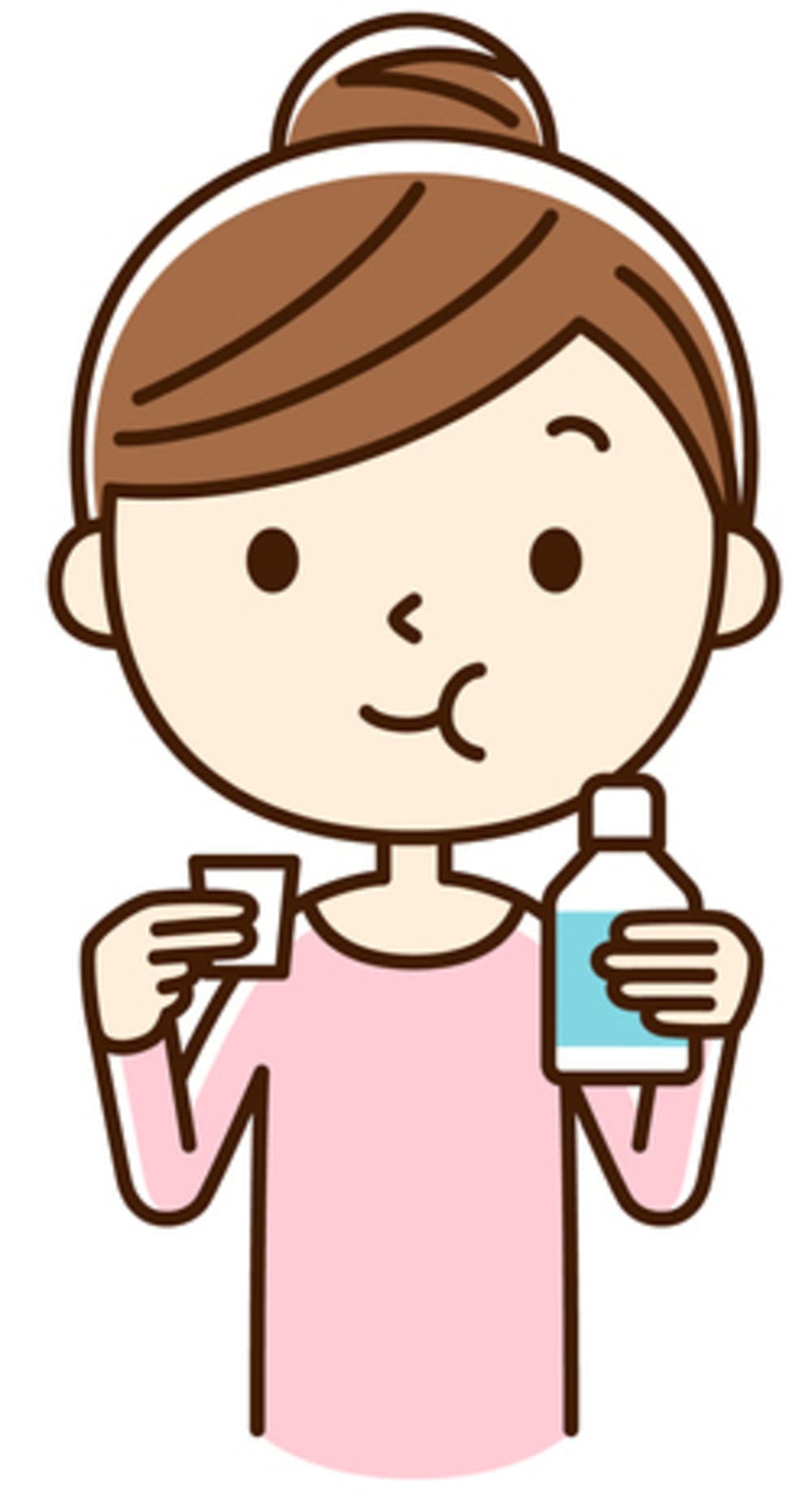 フッ素洗口をする女性のイラスト画像