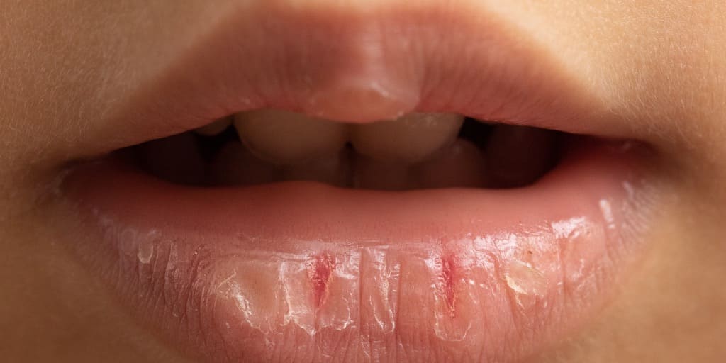口呼吸の人の唇の画像